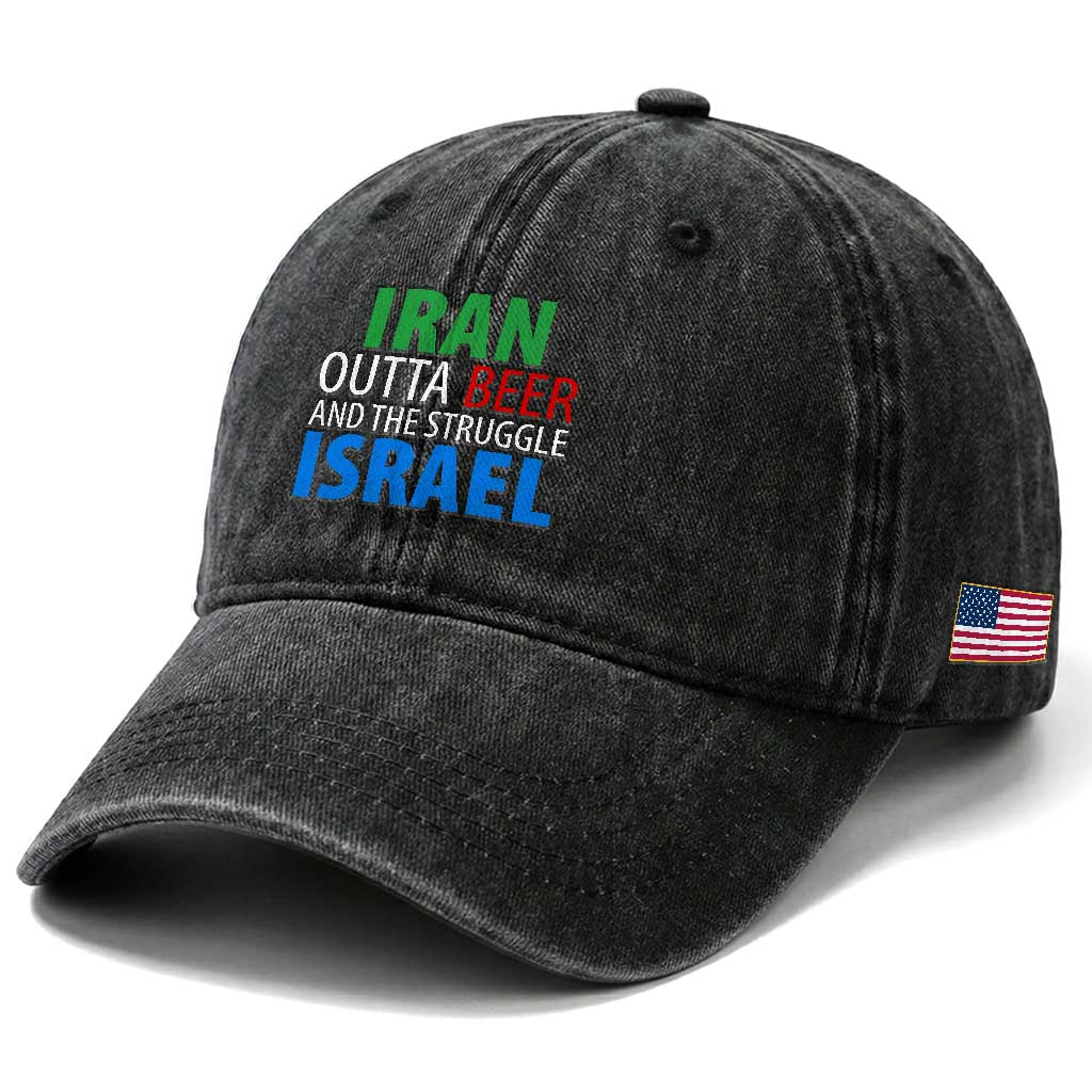 Iran And Israel Political Satire Washed Cotton Baseball Cap The Great Beer Struggle