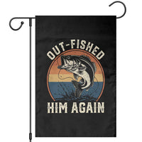 Funny Bass Fishing Garden Flag Out Fished Him Again Fisherman Outdoor Adventure