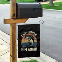 Funny Bass Fishing Garden Flag Out Fished Him Again Fisherman Outdoor Adventure
