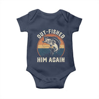Funny Bass Fishing Baby Onesie Out Fished Him Again Fisherman Outdoor Adventure