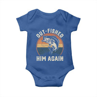 Funny Bass Fishing Baby Onesie Out Fished Him Again Fisherman Outdoor Adventure