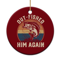 Funny Bass Fishing Ceramic Ornament Out Fished Him Again Fisherman Outdoor Adventure