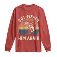 Funny Bass Fishing Long Sleeve Shirt Out Fished Him Again Fisherman Outdoor Adventure