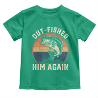 Funny Bass Fishing Toddler T Shirt Out Fished Him Again Fisherman Outdoor Adventure