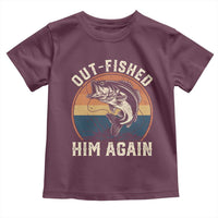 Funny Bass Fishing Toddler T Shirt Out Fished Him Again Fisherman Outdoor Adventure