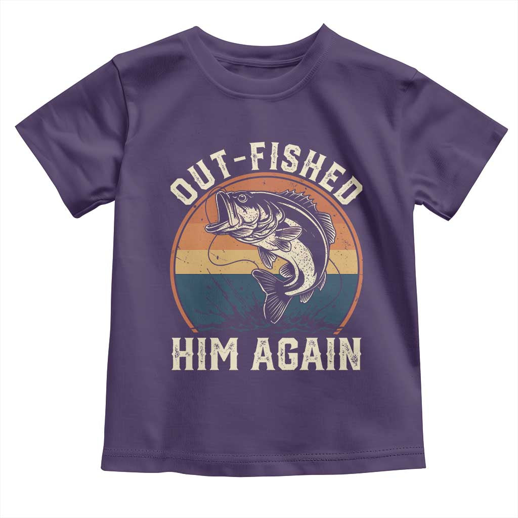Funny Bass Fishing Toddler T Shirt Out Fished Him Again Fisherman Outdoor Adventure