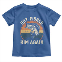 Funny Bass Fishing Toddler T Shirt Out Fished Him Again Fisherman Outdoor Adventure