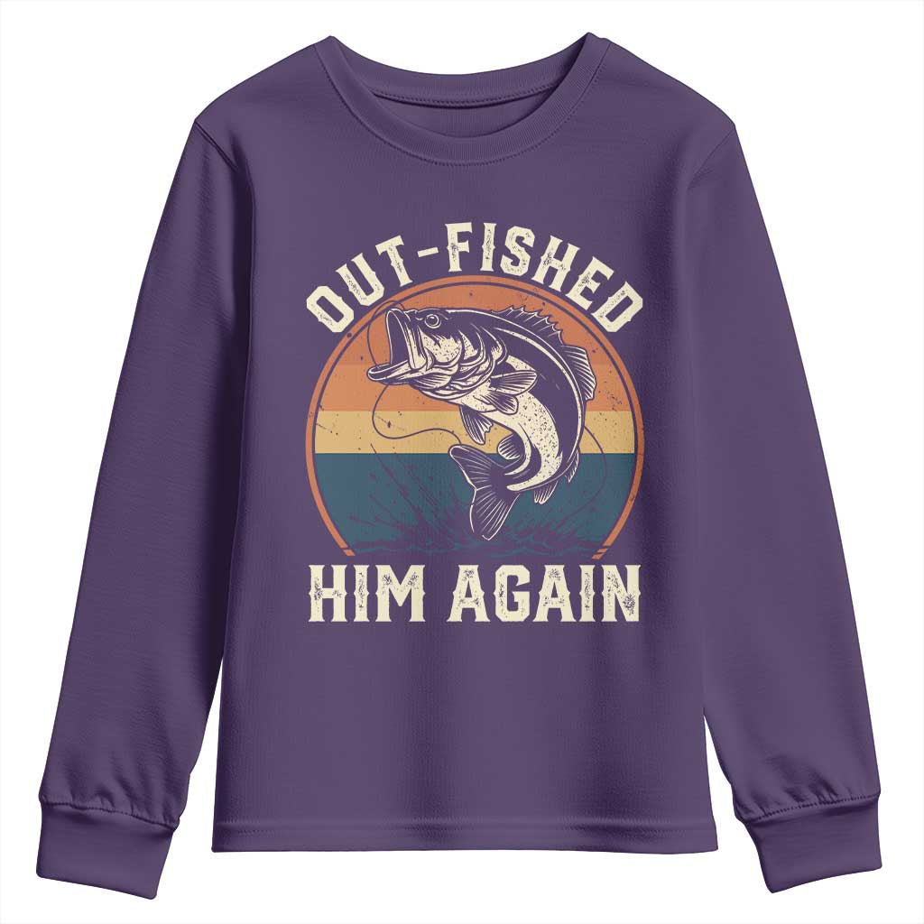 Funny Bass Fishing Youth Sweatshirt Out Fished Him Again Fisherman Outdoor Adventure