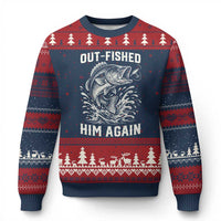 Out Fished Him Again Fisherman Angler Gift Ugly Christmas Sweater Funny Fishing Sayings