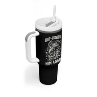 Out Fished Him Again Fisherman Angler Gift Tumbler With Handle Funny Fishing Sayings