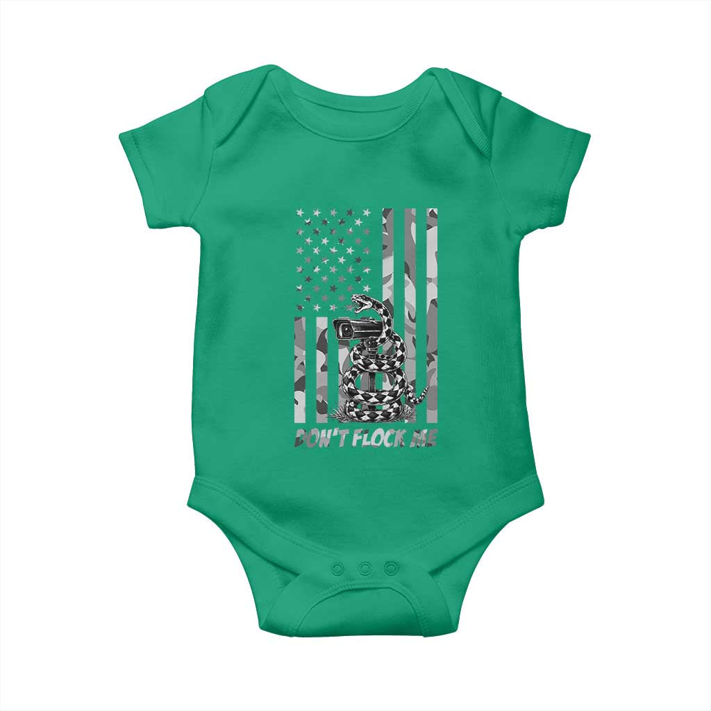 Rattlesnake Surveillance Camera US Flag Camo Graphic Baby Onesie Dont Flock Me