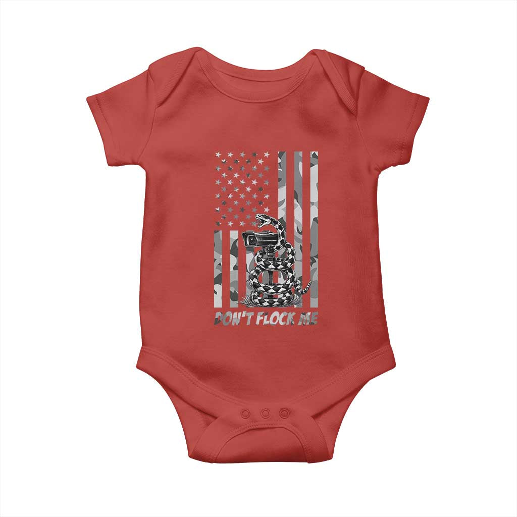 Rattlesnake Surveillance Camera US Flag Camo Graphic Baby Onesie Dont Flock Me