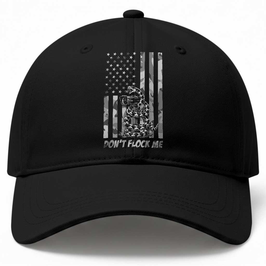 Rattlesnake Surveillance Camera US Flag Camo Graphic Baseball Cap Dont Flock Me