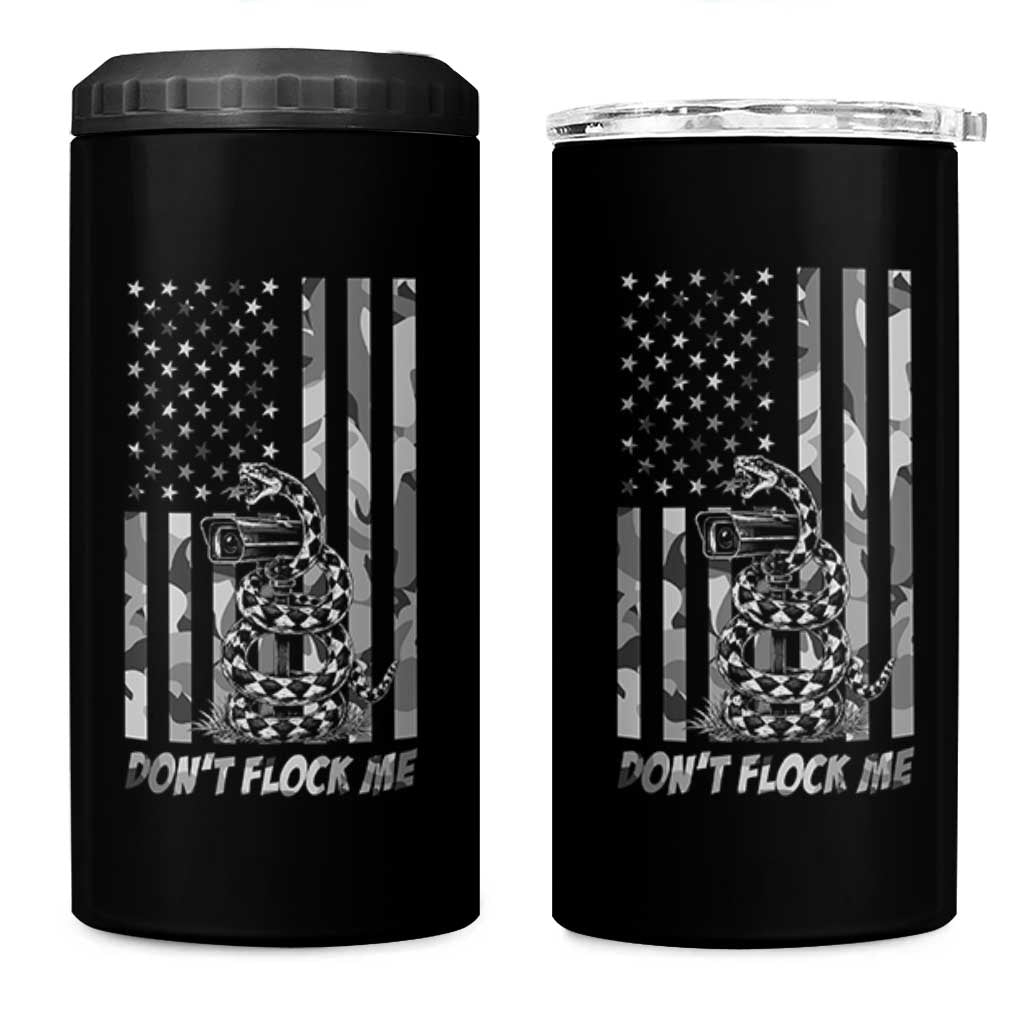 Rattlesnake Surveillance Camera US Flag Camo Graphic 4 in 1 Can Cooler Tumbler Dont Flock Me