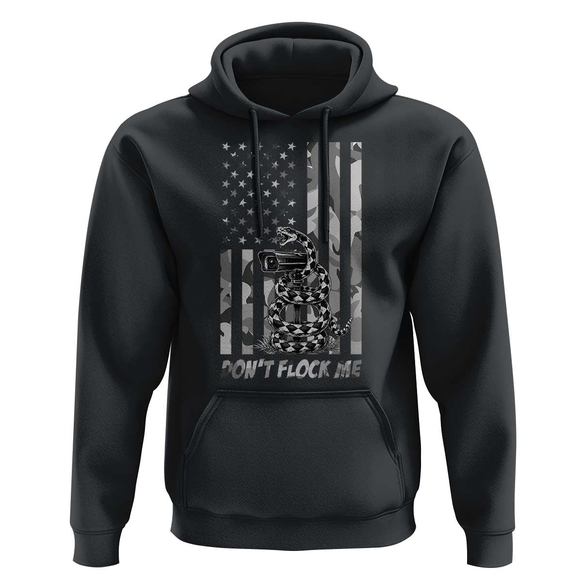 Rattlesnake Surveillance Camera US Flag Camo Graphic Hoodie Dont Flock Me