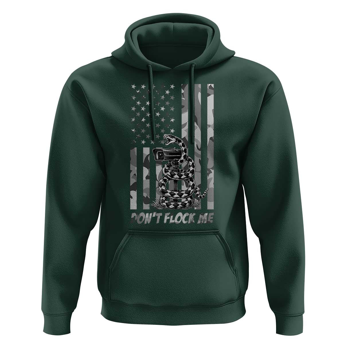 Rattlesnake Surveillance Camera US Flag Camo Graphic Hoodie Dont Flock Me