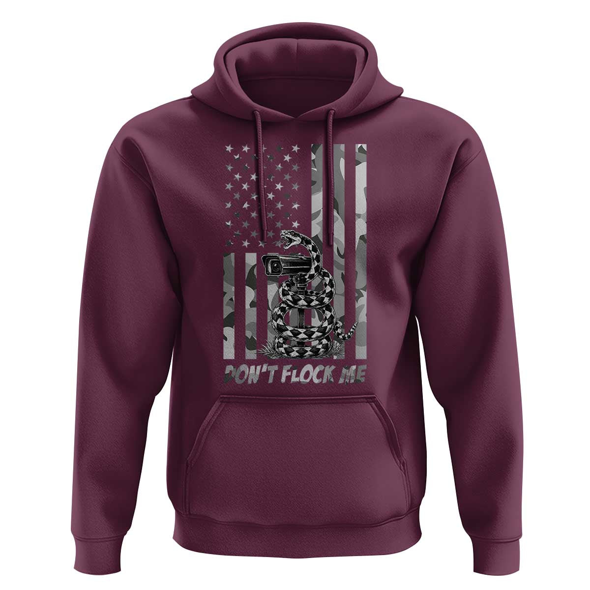 Rattlesnake Surveillance Camera US Flag Camo Graphic Hoodie Dont Flock Me