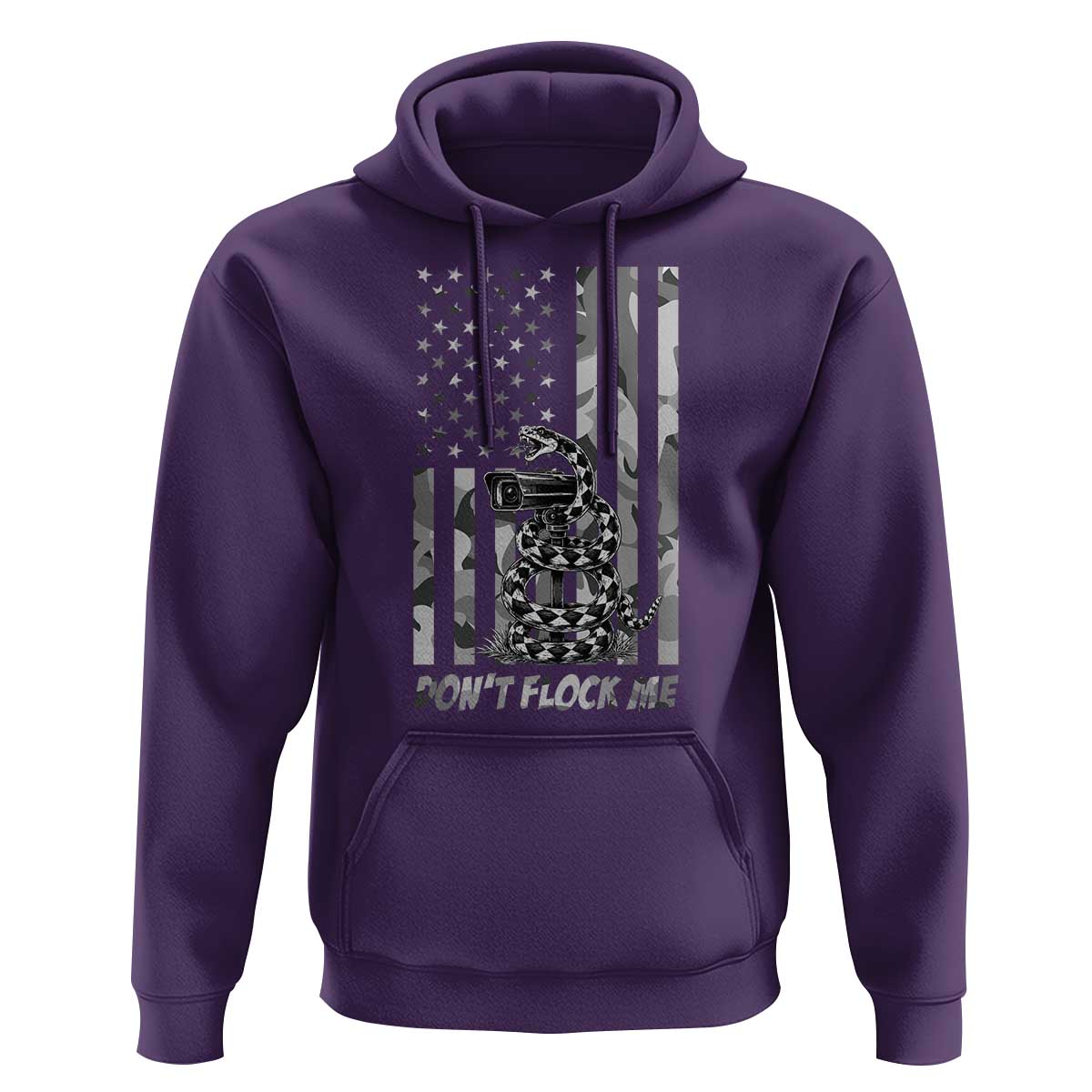 Rattlesnake Surveillance Camera US Flag Camo Graphic Hoodie Dont Flock Me