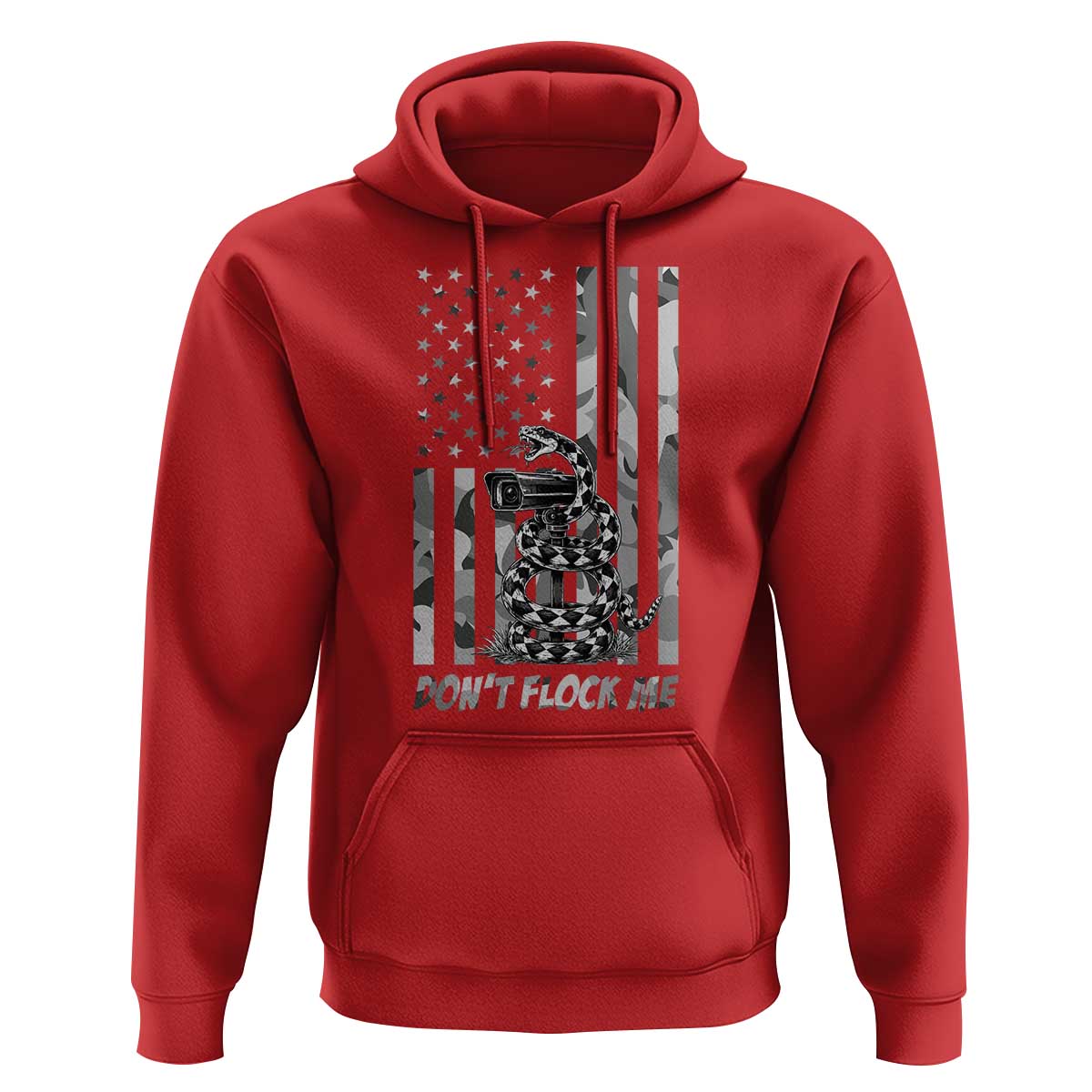 Rattlesnake Surveillance Camera US Flag Camo Graphic Hoodie Dont Flock Me