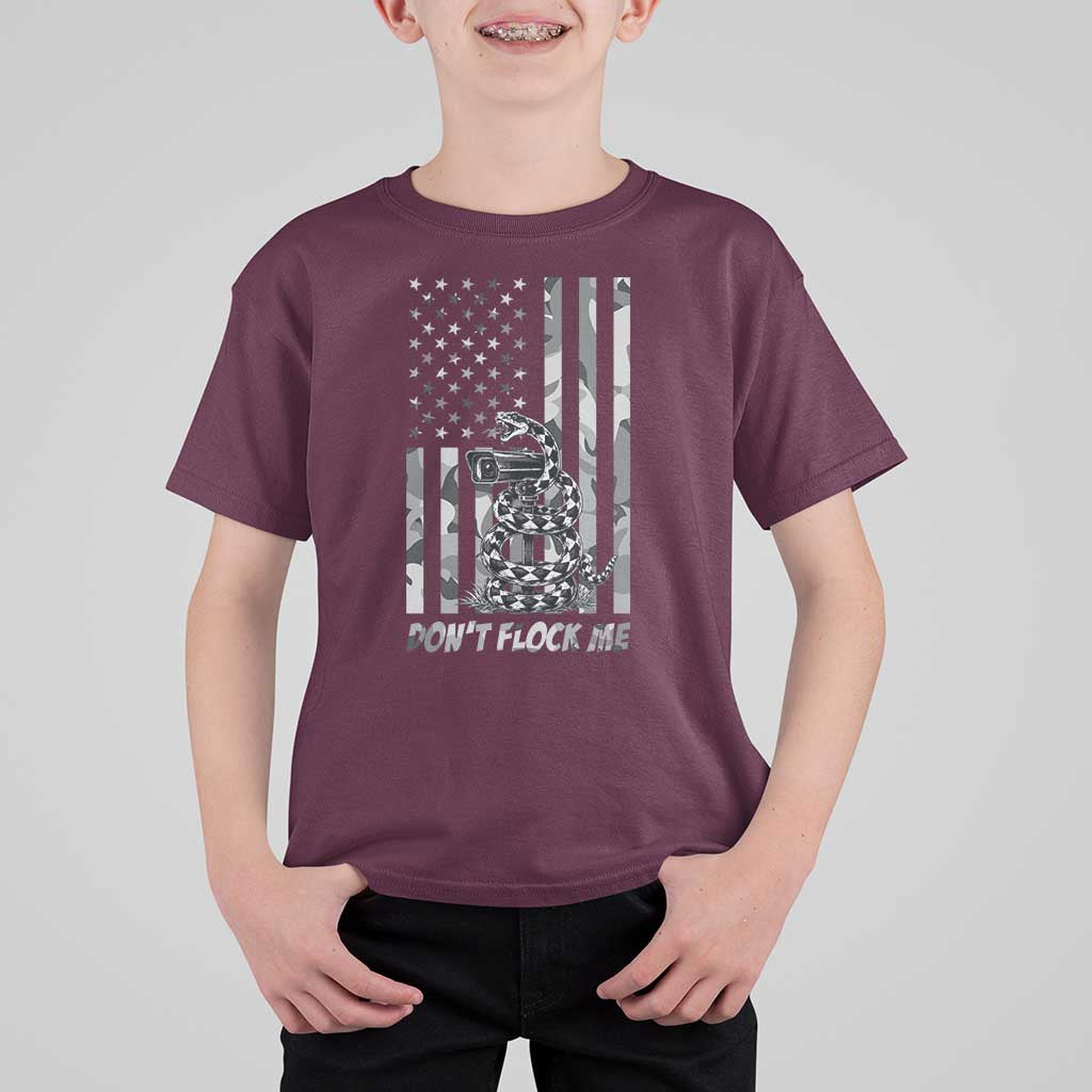 Rattlesnake Surveillance Camera US Flag Camo Graphic T Shirt For Kid Dont Flock Me