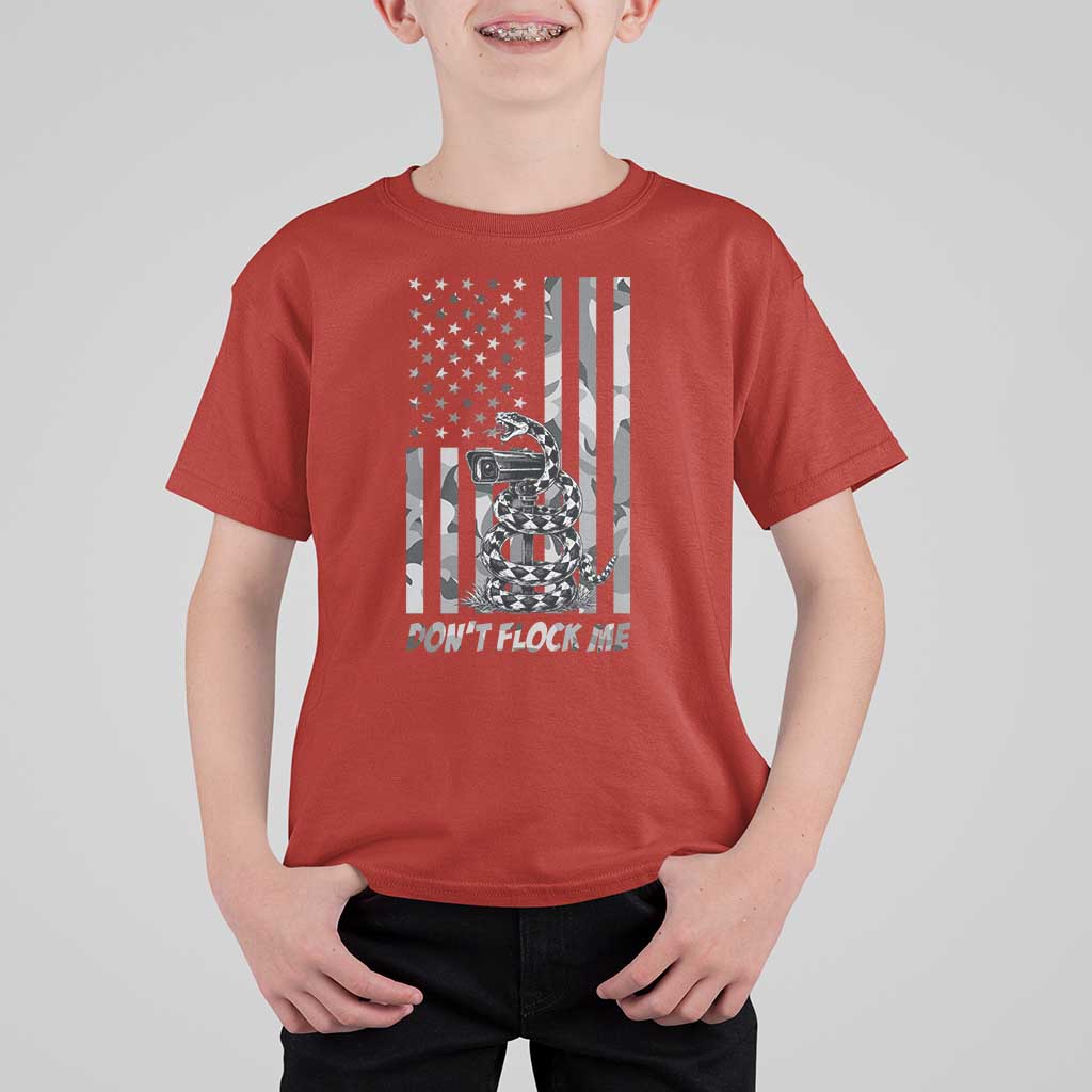 Rattlesnake Surveillance Camera US Flag Camo Graphic T Shirt For Kid Dont Flock Me