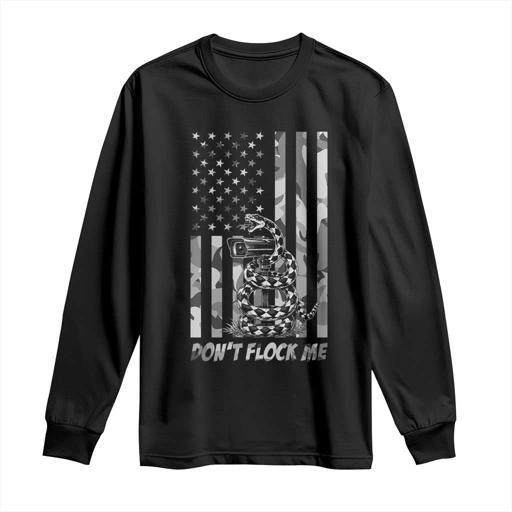 Rattlesnake Surveillance Camera US Flag Camo Graphic Long Sleeve Shirt Dont Flock Me
