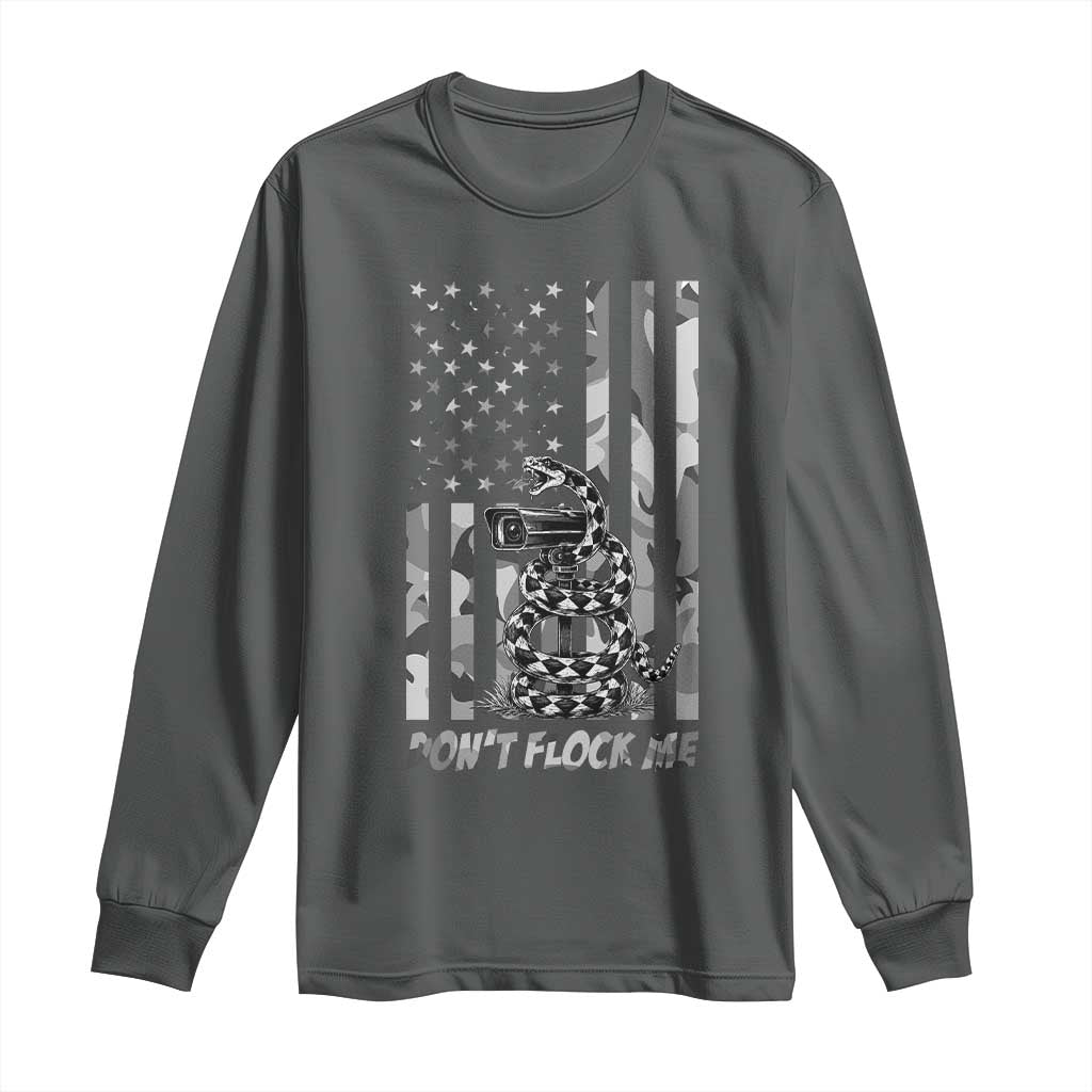 Rattlesnake Surveillance Camera US Flag Camo Graphic Long Sleeve Shirt Dont Flock Me