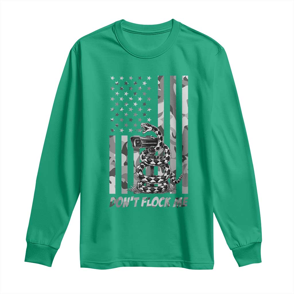Rattlesnake Surveillance Camera US Flag Camo Graphic Long Sleeve Shirt Dont Flock Me