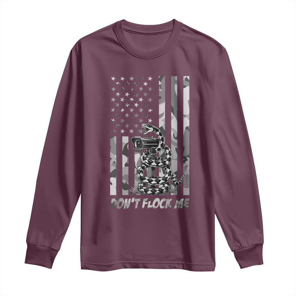 Rattlesnake Surveillance Camera US Flag Camo Graphic Long Sleeve Shirt Dont Flock Me