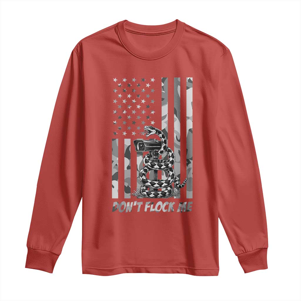 Rattlesnake Surveillance Camera US Flag Camo Graphic Long Sleeve Shirt Dont Flock Me