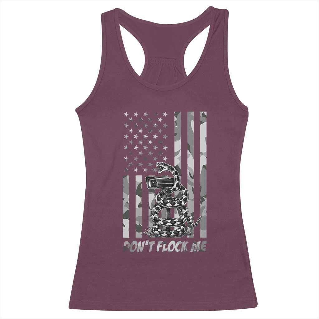 Rattlesnake Surveillance Camera US Flag Camo Graphic Racerback Tank Top Dont Flock Me