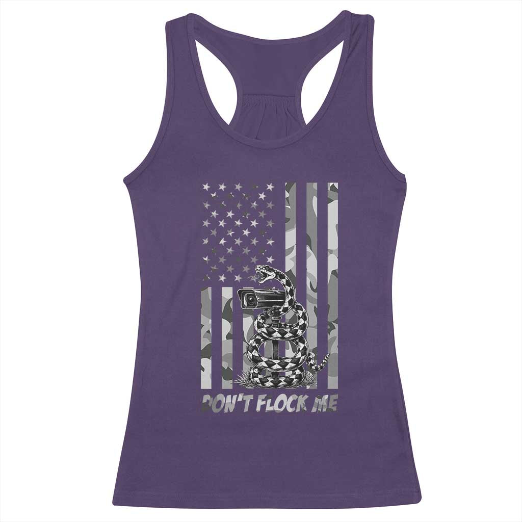 Rattlesnake Surveillance Camera US Flag Camo Graphic Racerback Tank Top Dont Flock Me