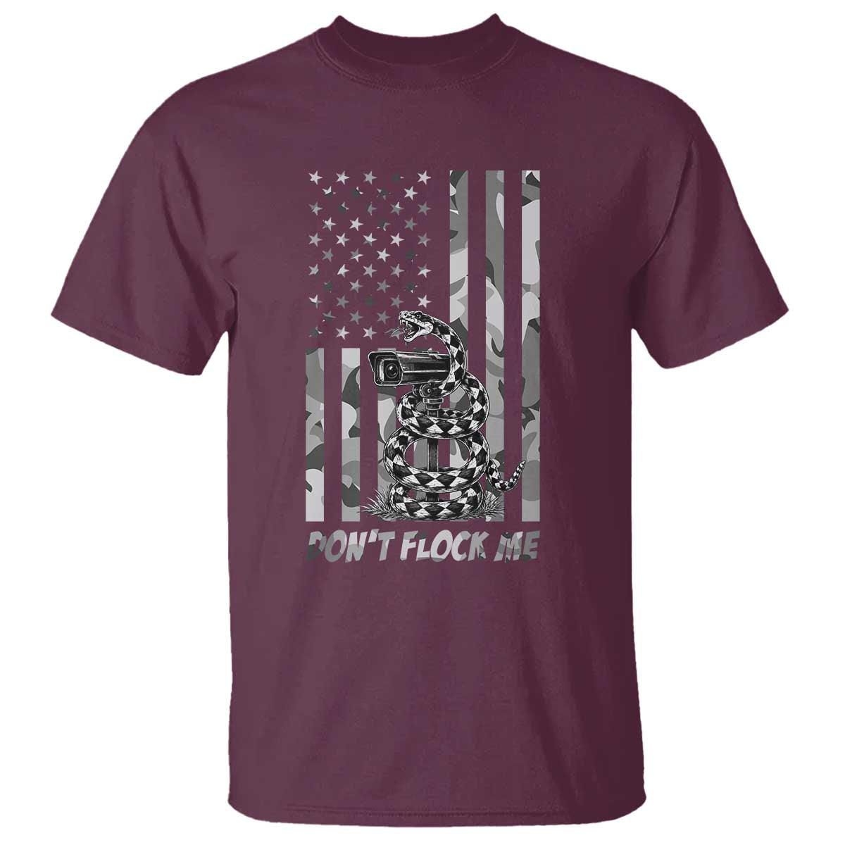 Rattlesnake Surveillance Camera US Flag Camo Graphic T Shirt Dont Flock Me