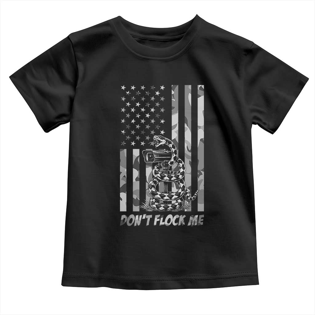 Rattlesnake Surveillance Camera US Flag Camo Graphic Toddler T Shirt Dont Flock Me
