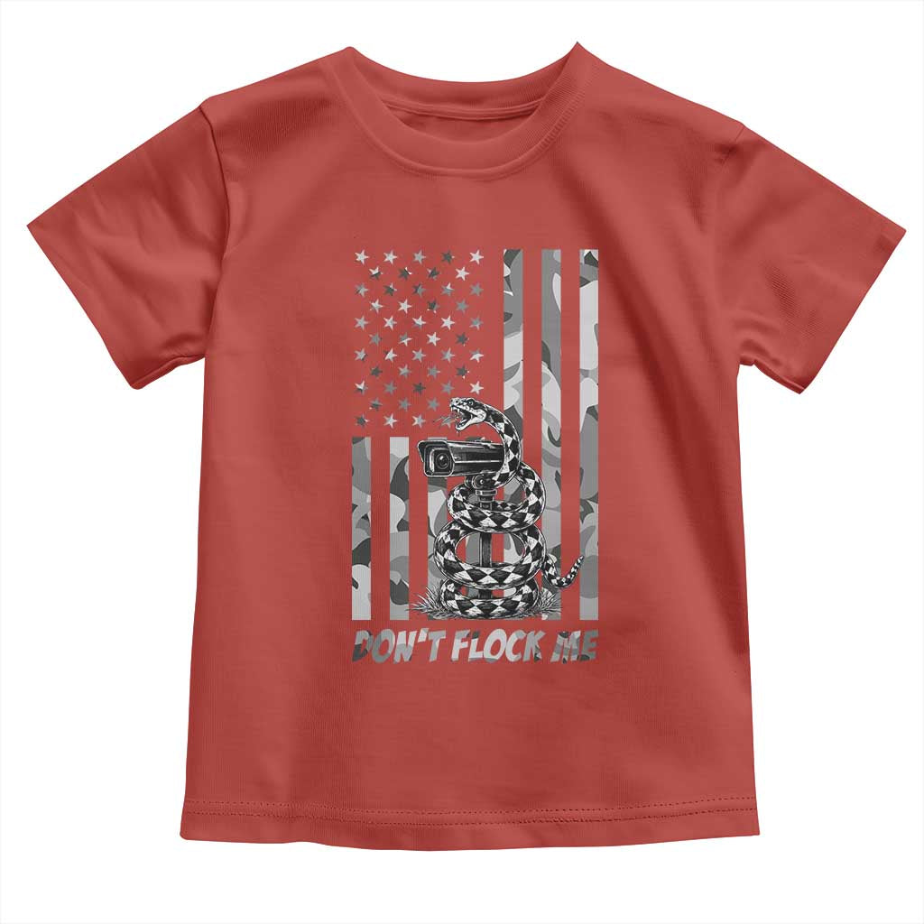 Rattlesnake Surveillance Camera US Flag Camo Graphic Toddler T Shirt Dont Flock Me