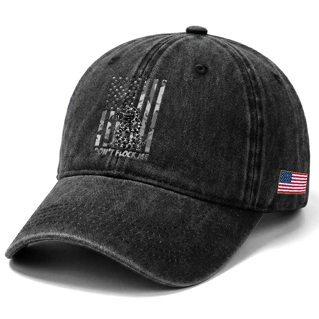 Rattlesnake Surveillance Camera US Flag Camo Graphic Washed Cotton Baseball Cap Dont Flock Me