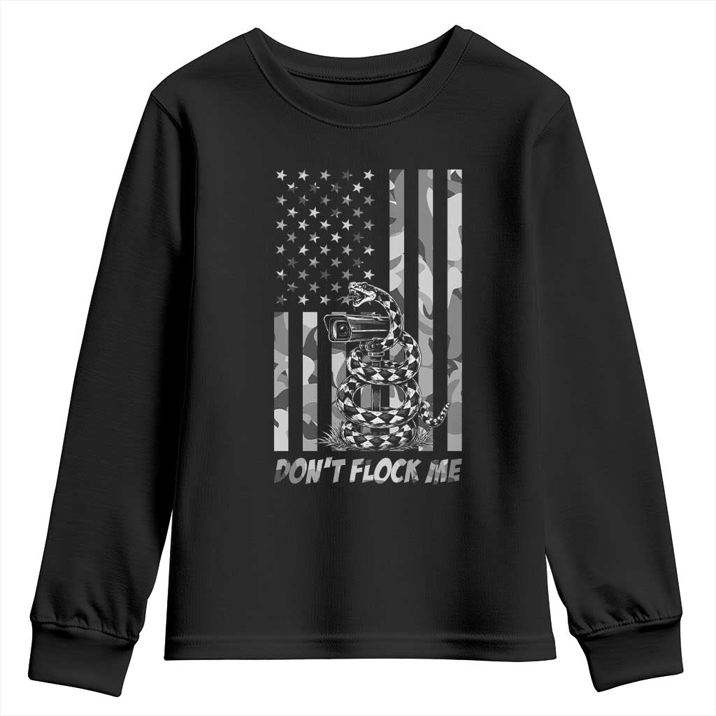 Rattlesnake Surveillance Camera US Flag Camo Graphic Youth Sweatshirt Dont Flock Me