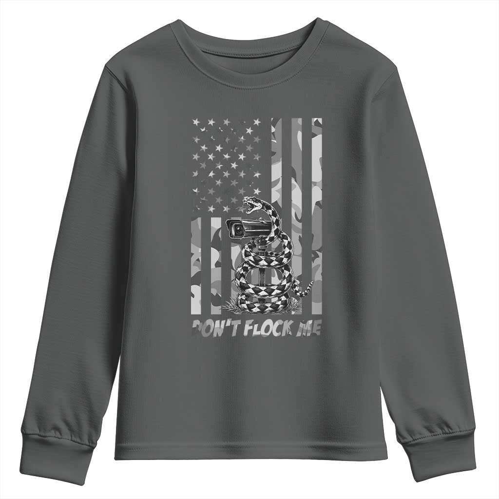 Rattlesnake Surveillance Camera US Flag Camo Graphic Youth Sweatshirt Dont Flock Me