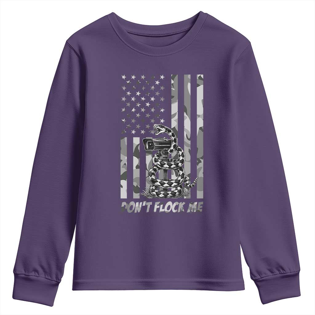 Rattlesnake Surveillance Camera US Flag Camo Graphic Youth Sweatshirt Dont Flock Me