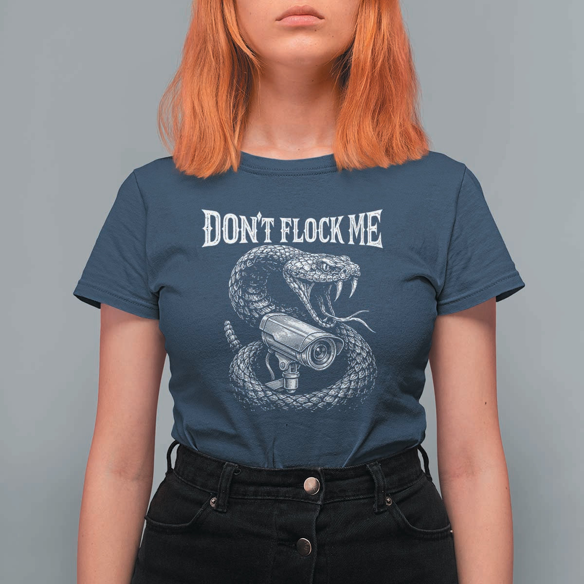 Anti Surveillance Camera Rattlesnake T Shirt For Women Dont Flock Me