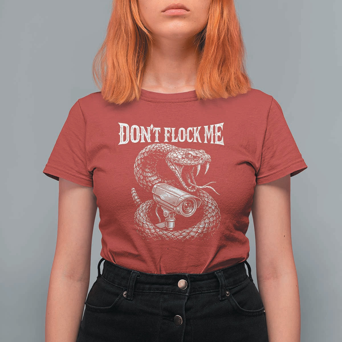 Anti Surveillance Camera Rattlesnake T Shirt For Women Dont Flock Me