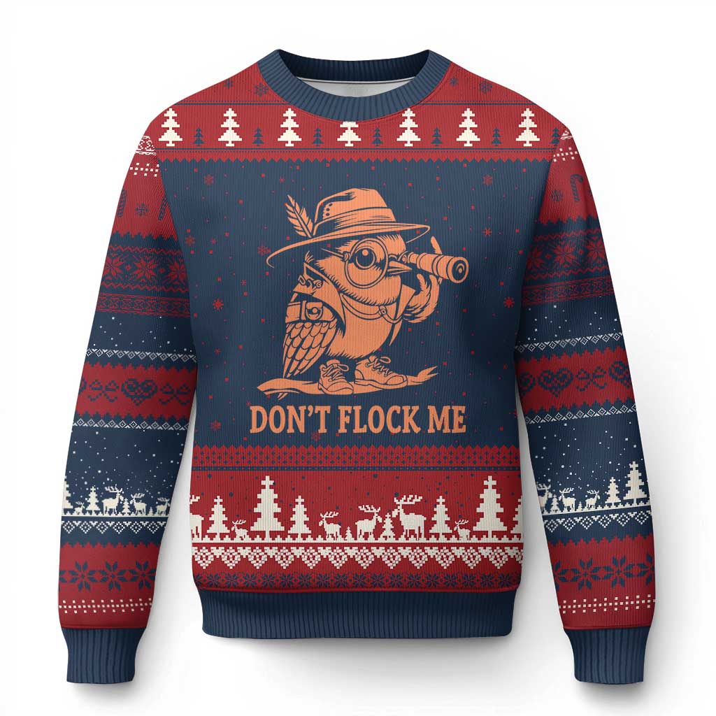Funny Bird Watching Detective Birdwatcher Ugly Christmas Sweater Dont Flock Me