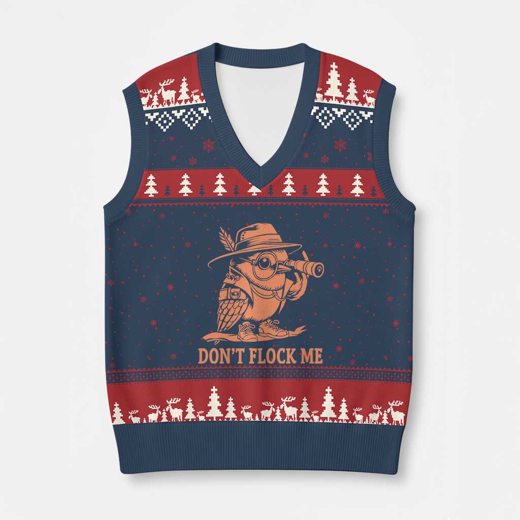 Funny Bird Watching Detective Birdwatcher V-Neck Knit Sweater Vest Dont Flock Me