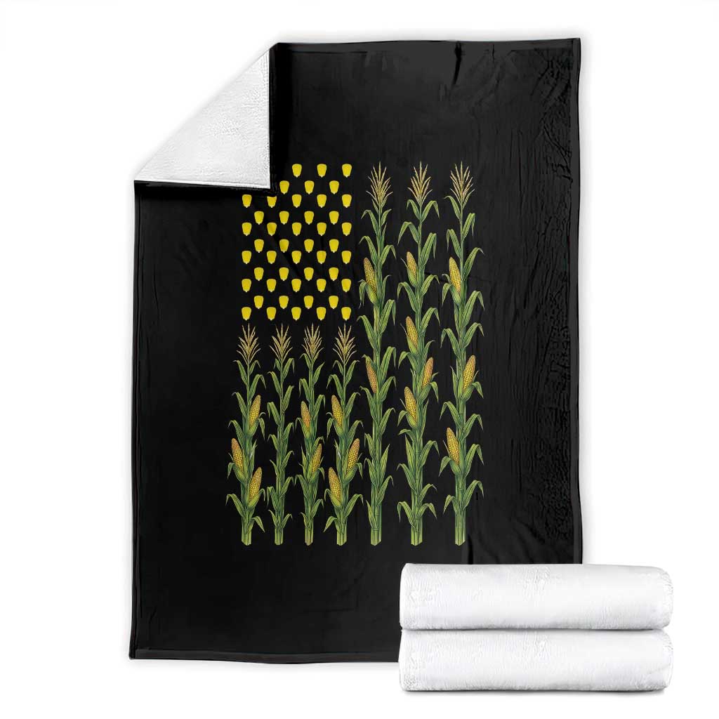 Vintage Corn American Flag Throw Blanket Patriotic Farmer Farm Gift