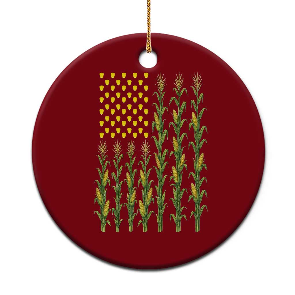 Vintage Corn American Flag Ceramic Ornament Patriotic Farmer Farm Gift