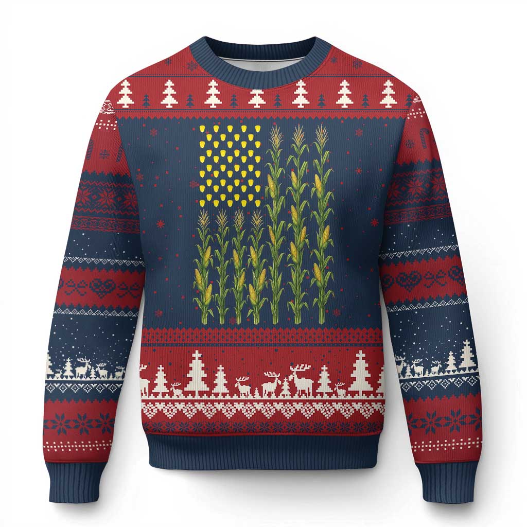 Vintage Corn American Flag Ugly Christmas Sweater Patriotic Farmer Farm Gift