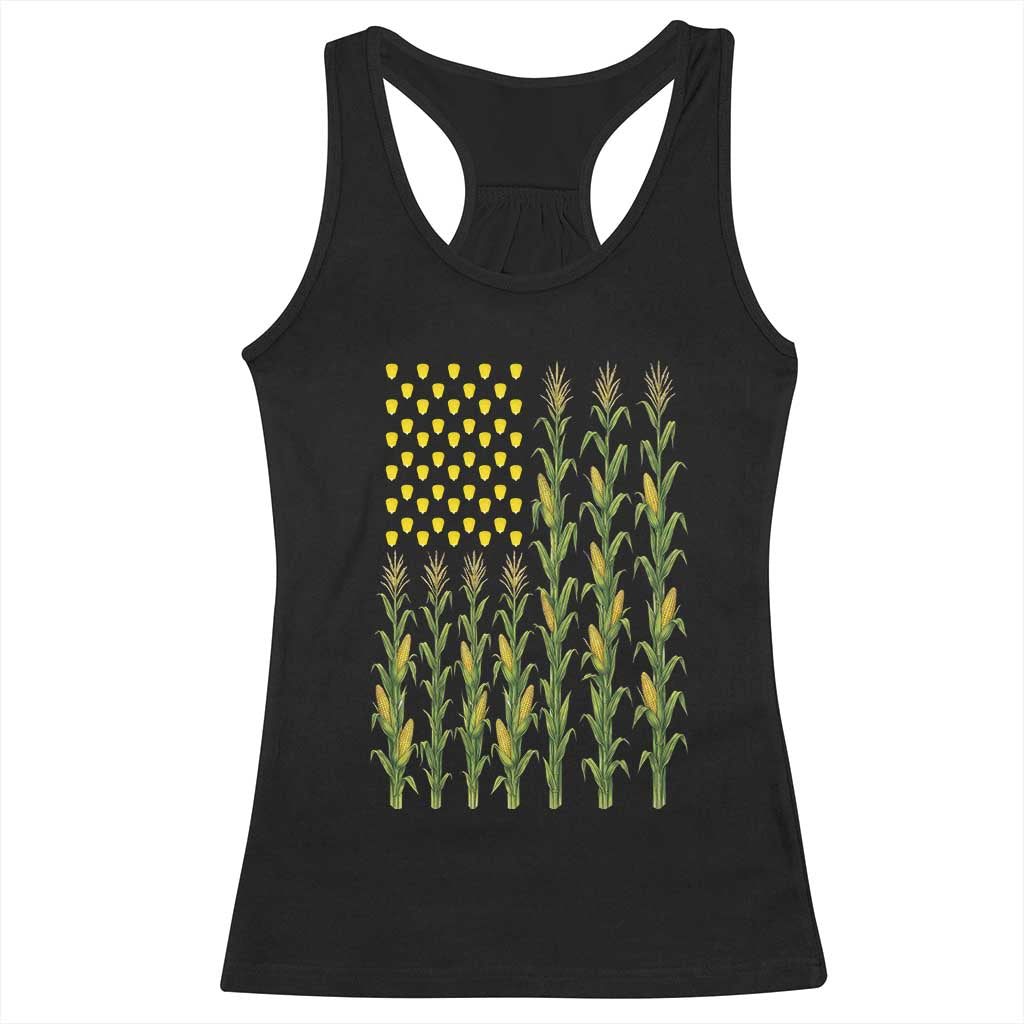 Vintage Corn American Flag Racerback Tank Top Patriotic Farmer Farm Gift