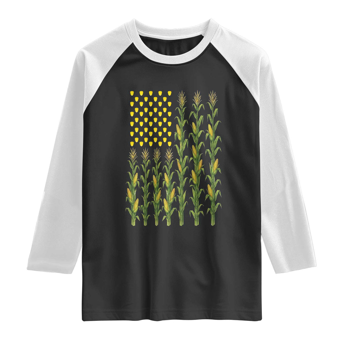 Vintage Corn American Flag Raglan Shirt Patriotic Farmer Farm Gift