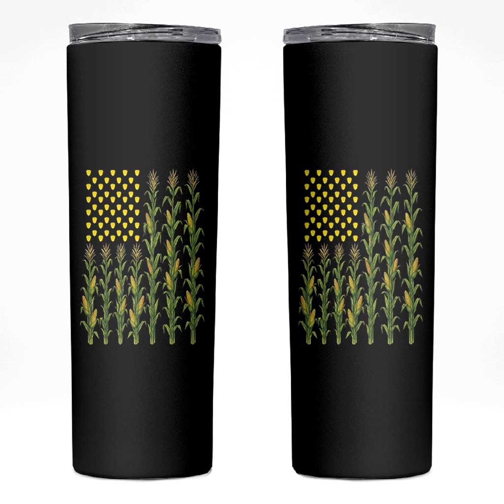 Vintage Corn American Flag Skinny Tumbler Patriotic Farmer Farm Gift