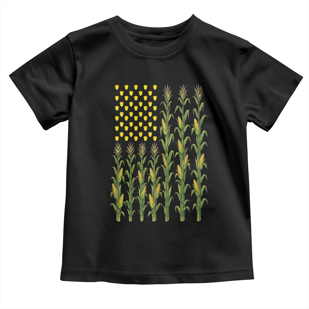 Vintage Corn American Flag Toddler T Shirt Patriotic Farmer Farm Gift